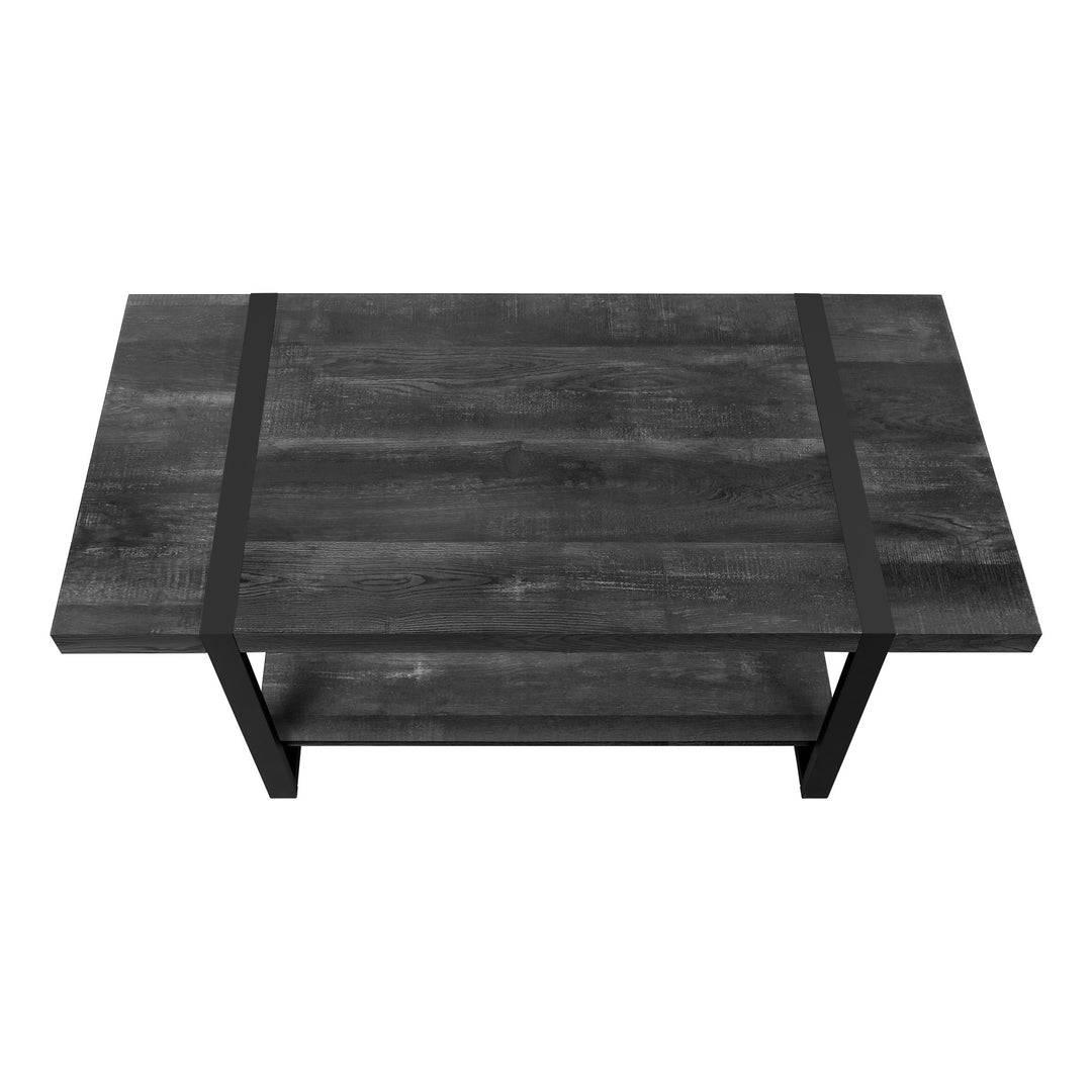 47" Black Rectangular Coffee Table with Shelf