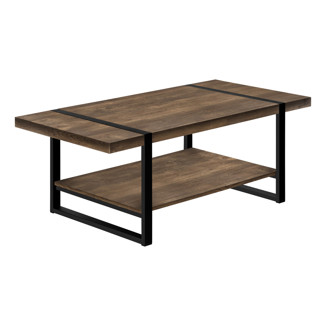 47" Brown and Black Rectangular Coffee Table with Shelf