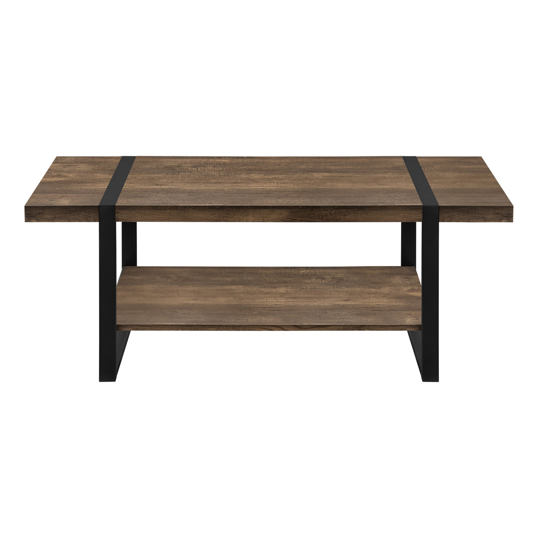 47" Brown and Black Rectangular Coffee Table with Shelf