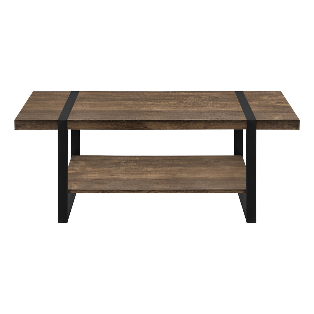 47" Brown and Black Rectangular Coffee Table with Shelf