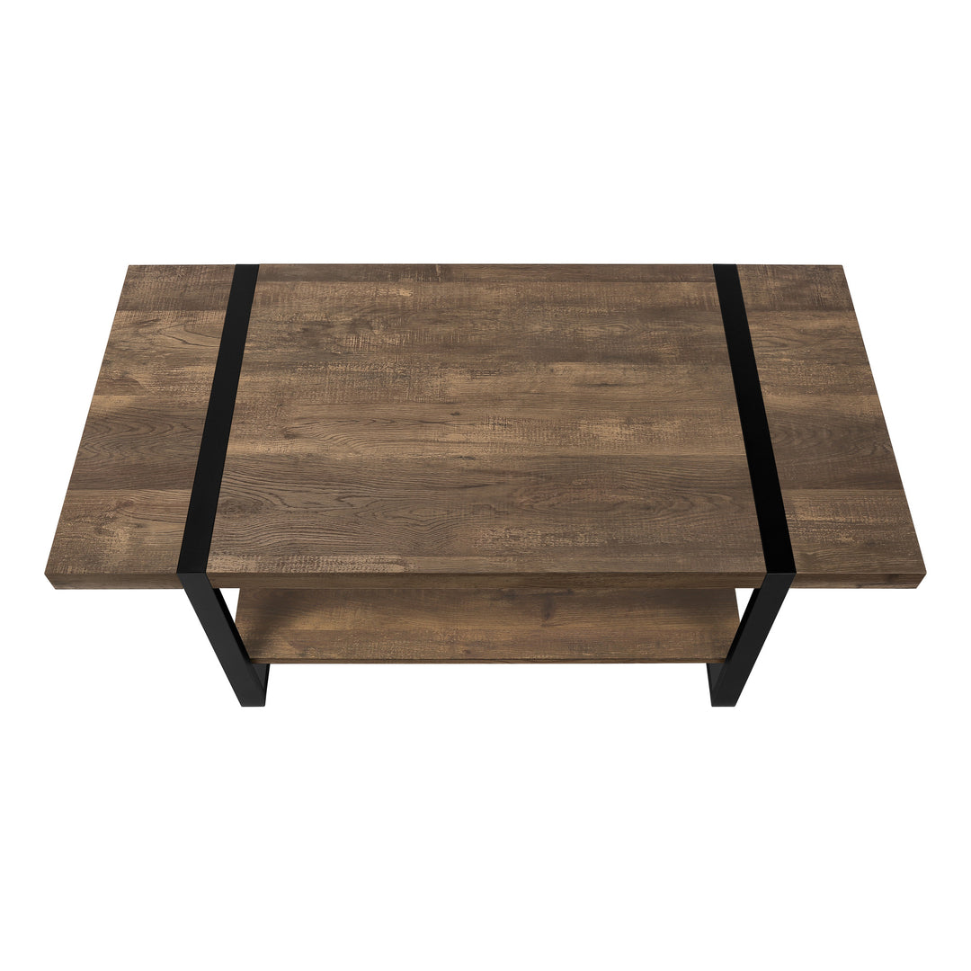 47" Brown and Black Rectangular Coffee Table with Shelf