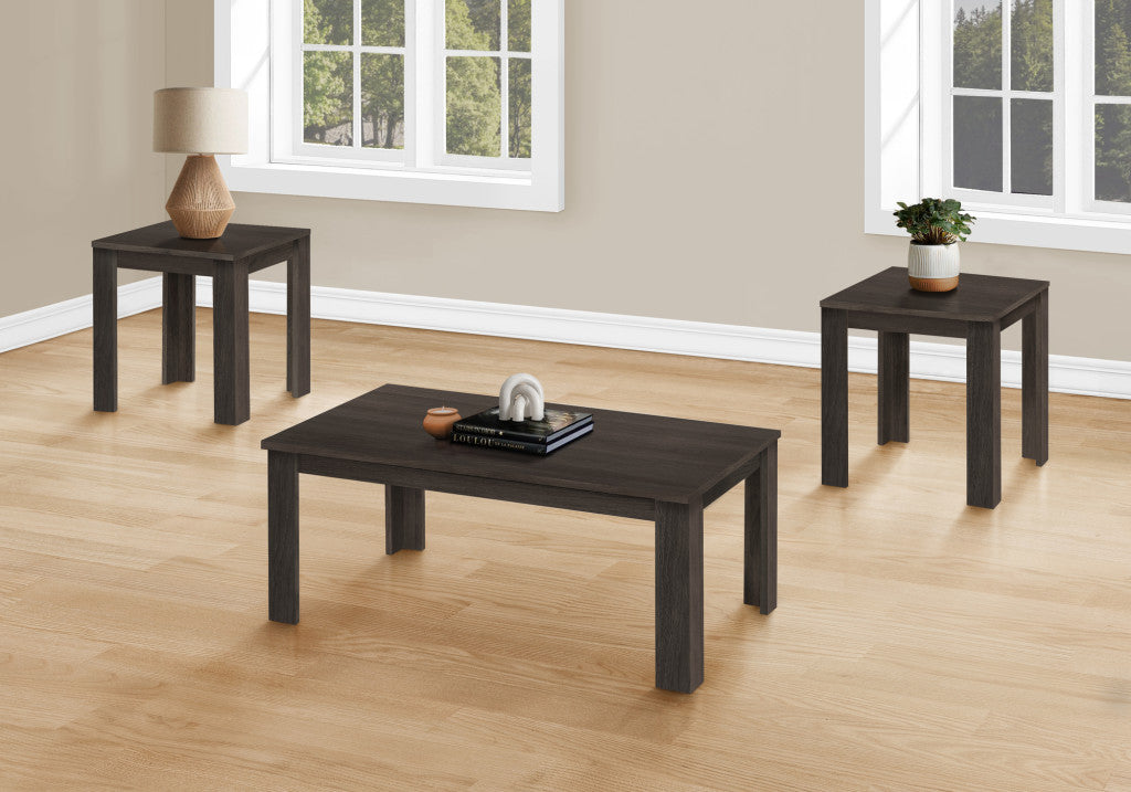 Set of Three 44" Oak-Finished Rectangular Coffee Tables