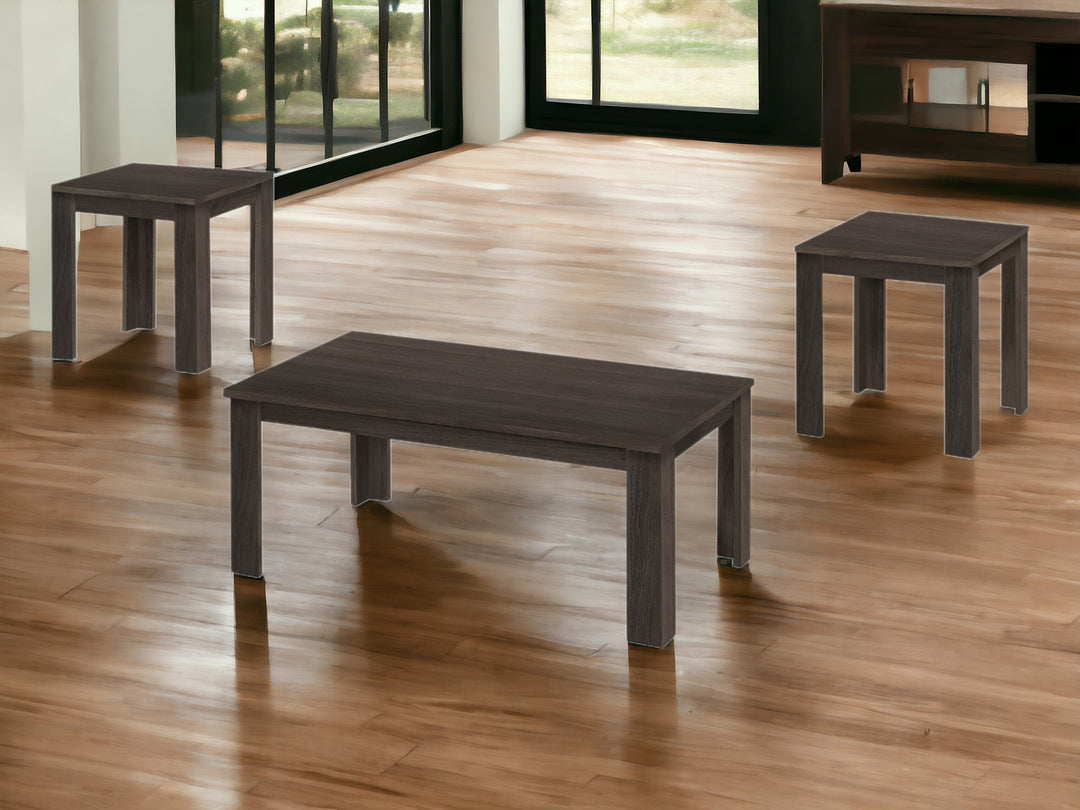 Set of Three 44" Oak-Finished Rectangular Coffee Tables