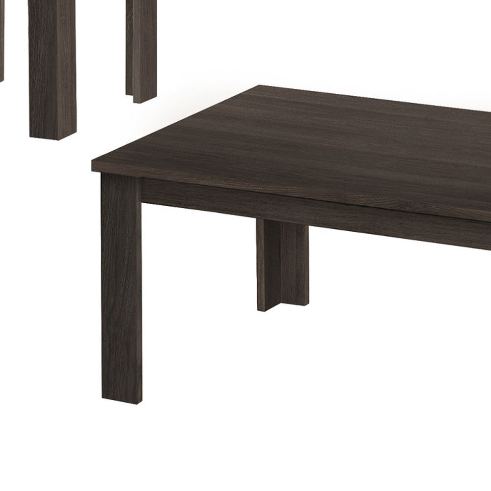 Set of Three 44" Oak-Finished Rectangular Coffee Tables