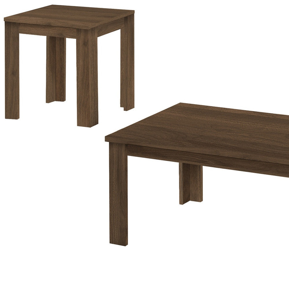 Set of Three 44" Walnut Brown Rectangular Coffee Tables