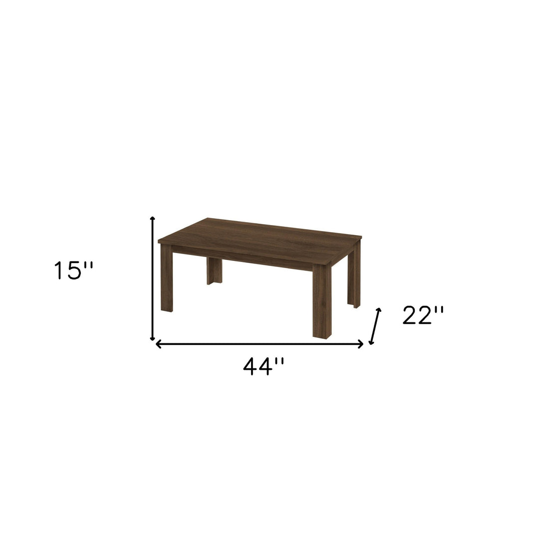 Set of Three 44" Walnut Brown Rectangular Coffee Tables