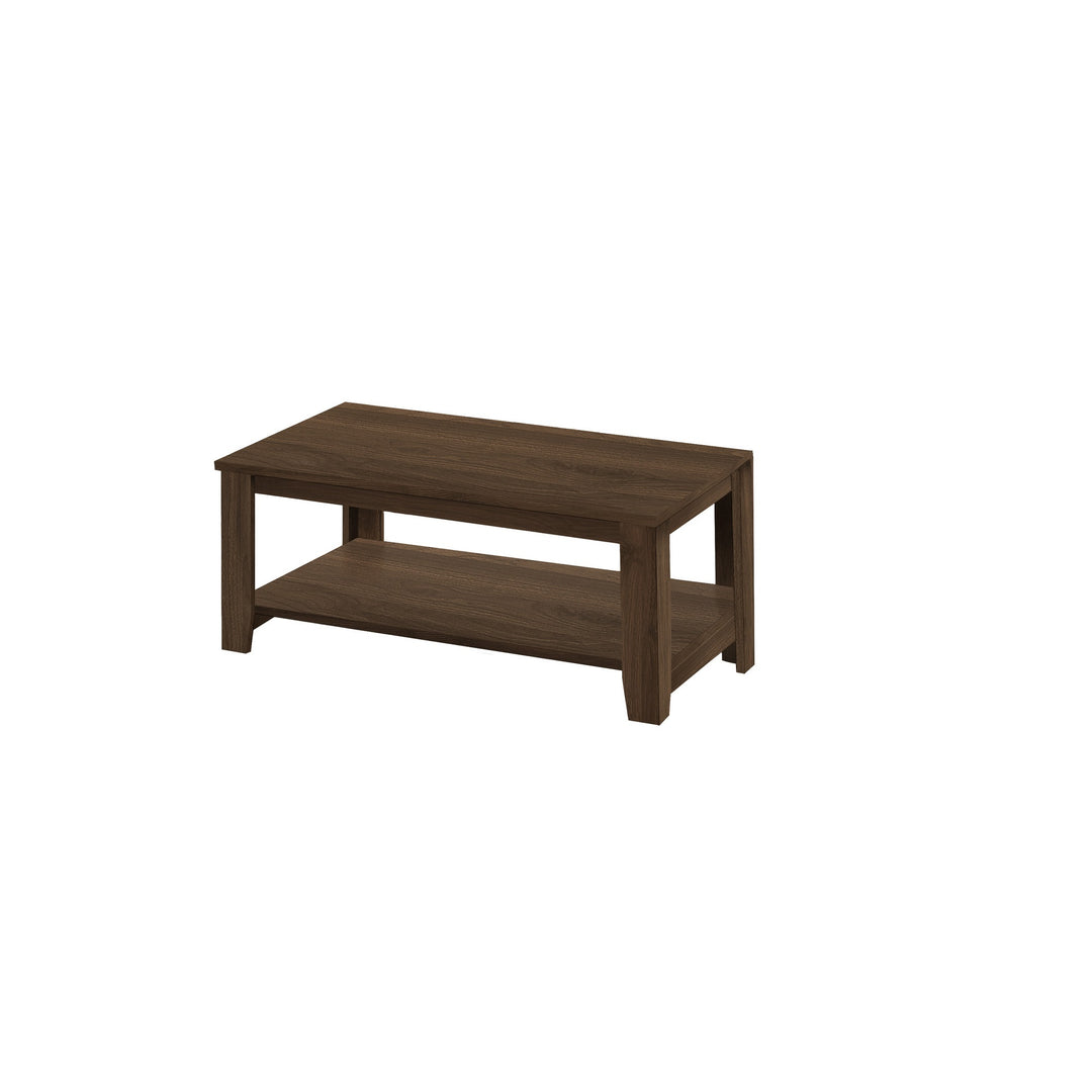 Set of Three 42-Inch Dark Brown Coffee Tables with Shelves