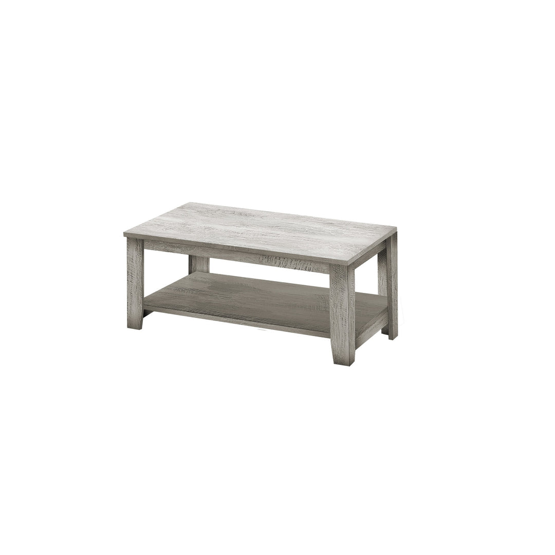 Set of Three 42-Inch Gray Coffee Tables with Shelves