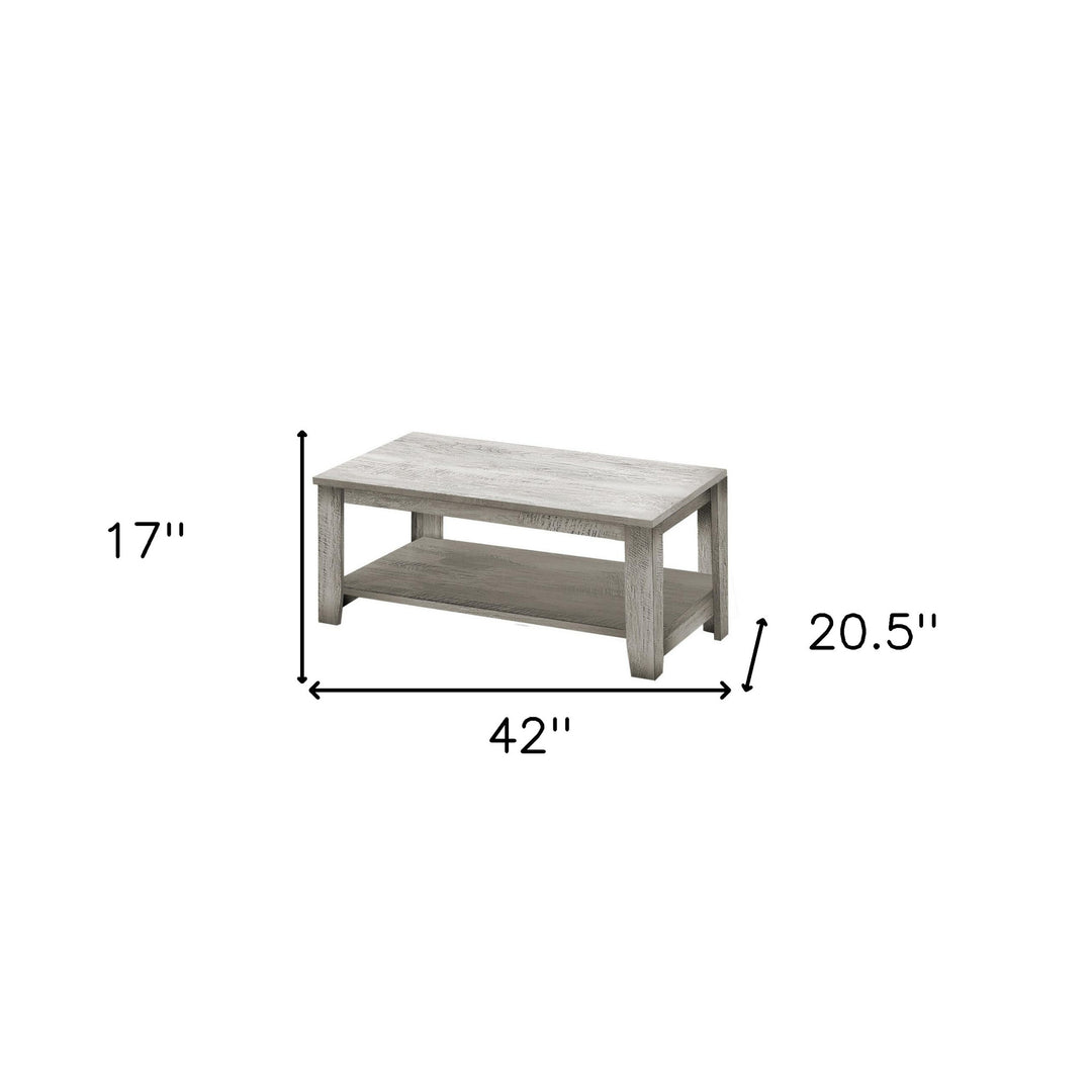 Set of Three 42-Inch Gray Coffee Tables with Shelves