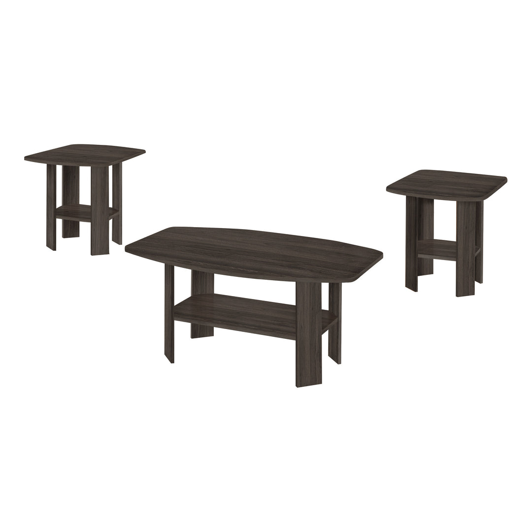 Set of Three 36-Inch Oak Coffee Tables with Shelves