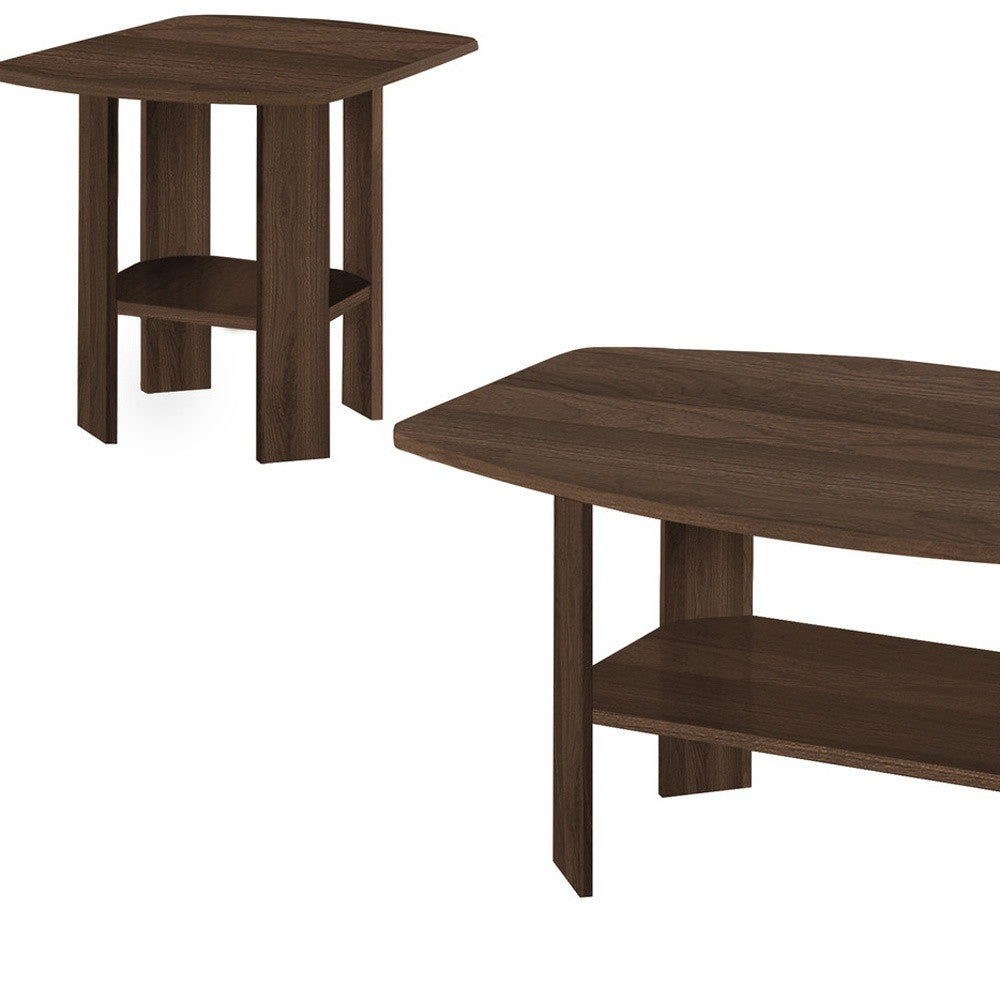 Set of Three 36-Inch Espresso Coffee Table with 3 Shelves