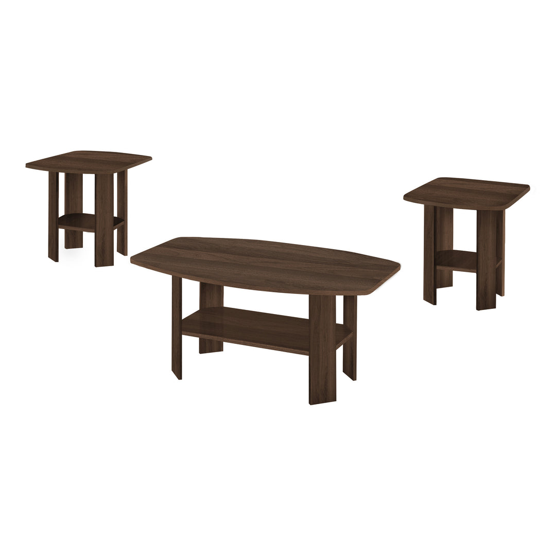 Set of Three 36-Inch Espresso Coffee Table with 3 Shelves