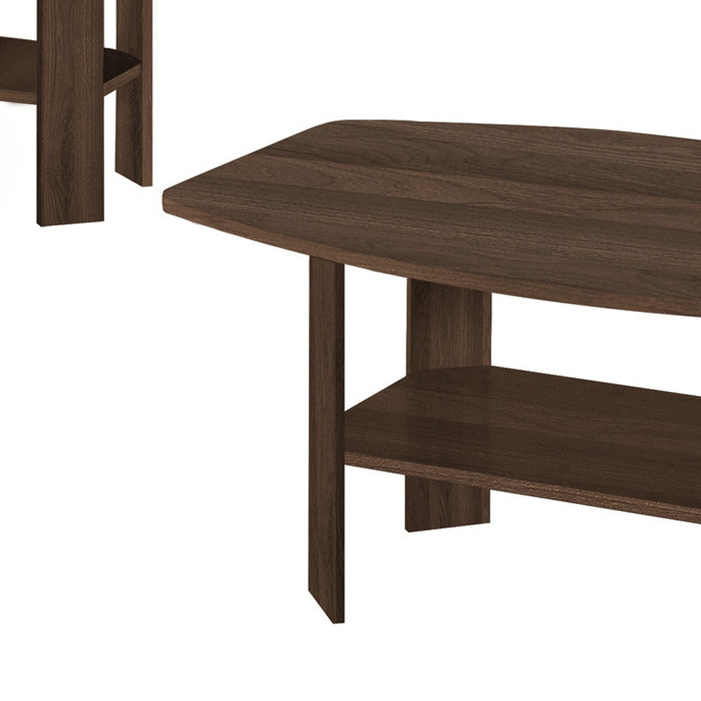 Set of Three 36-Inch Espresso Coffee Table with 3 Shelves