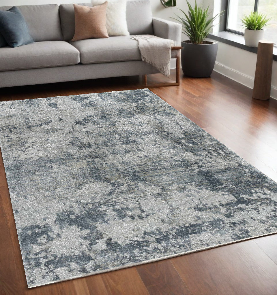 5' X 8' Blue Abstract Power Loom Area Rug