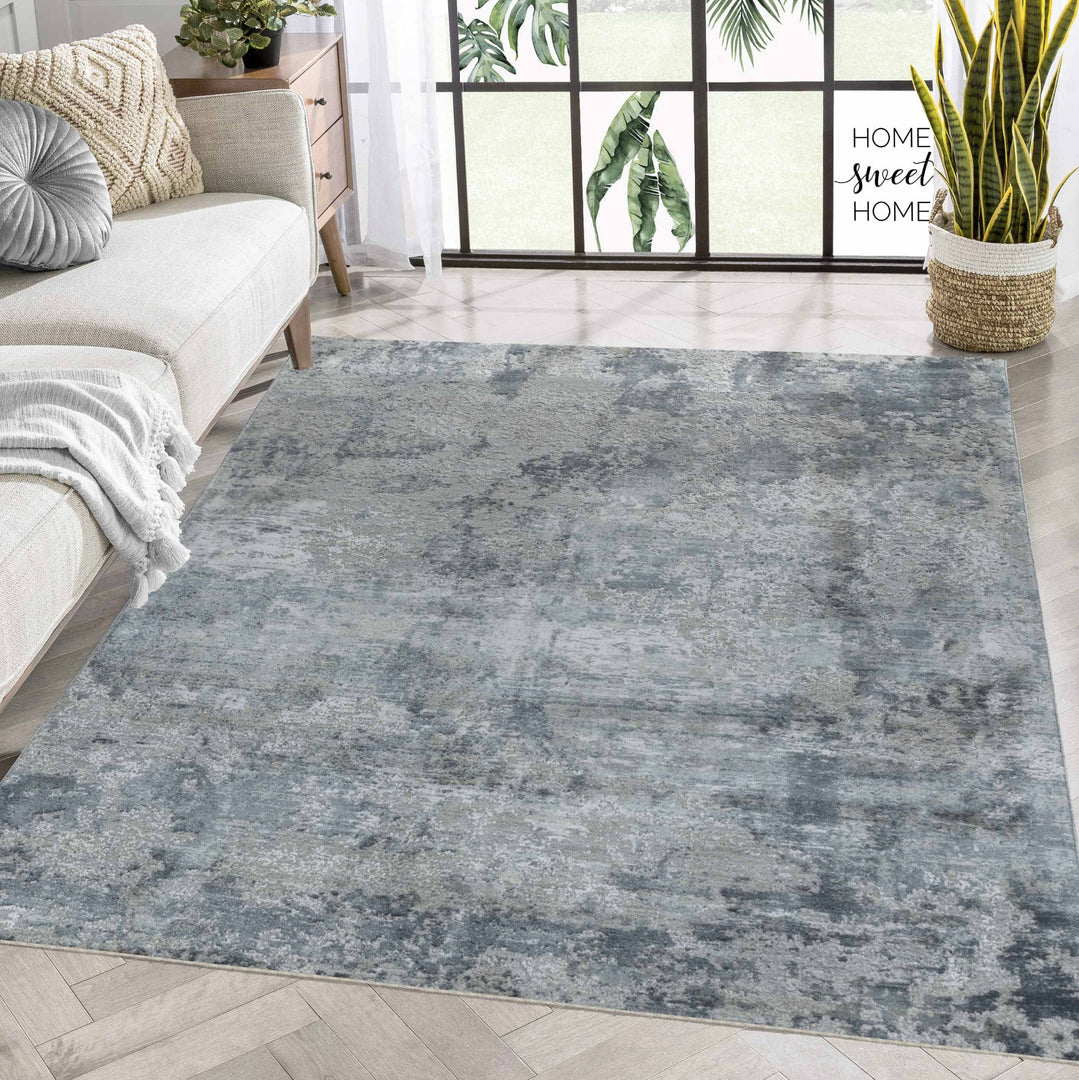 8' X 10' Blue Abstract Power Loom Area Rug