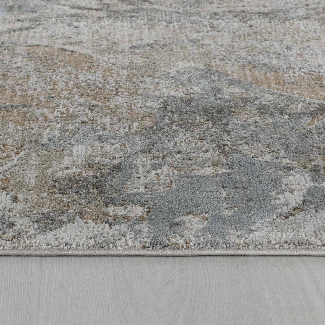 5' X 7' Beige Abstract Power Loom Area Rug