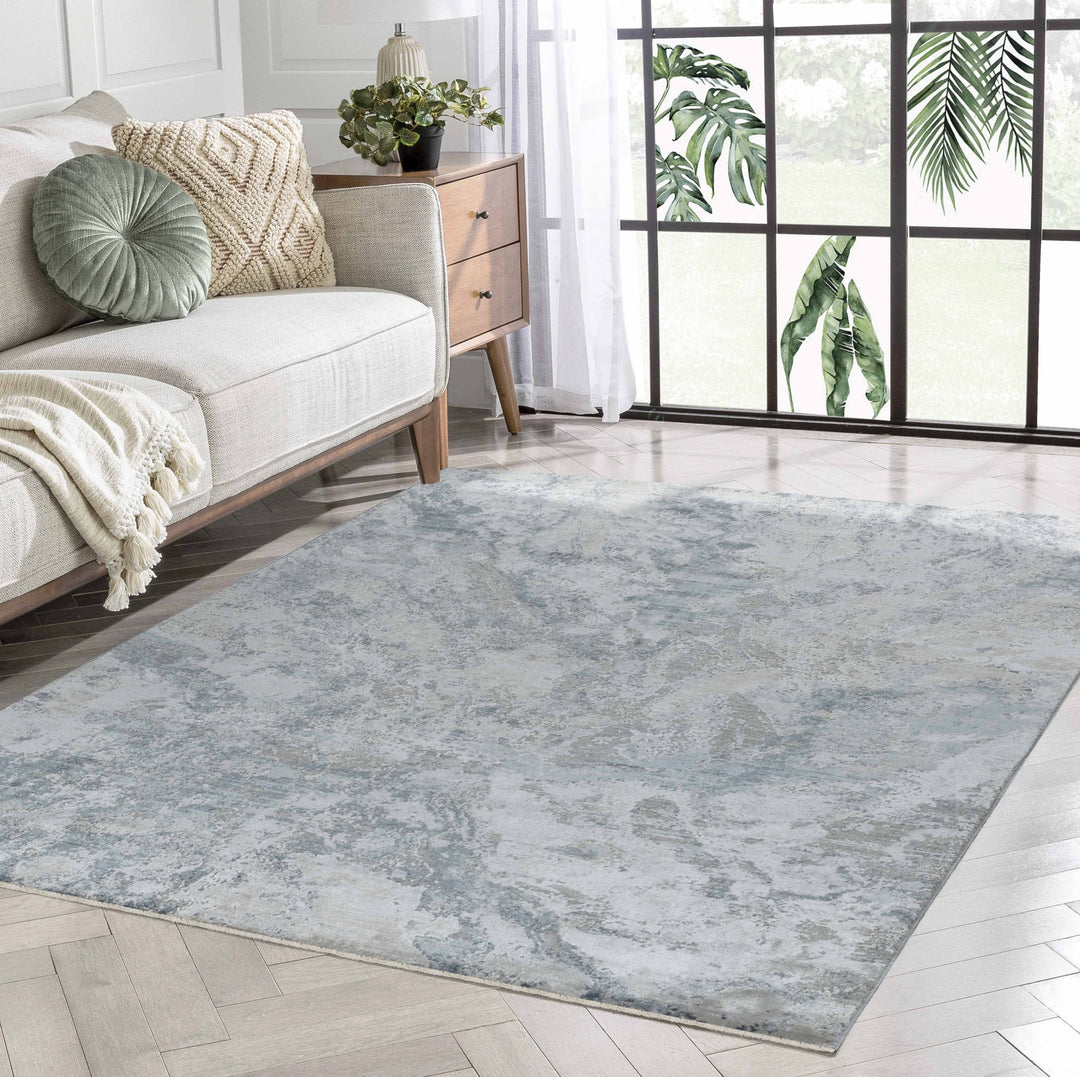 8' X 10' Blue Gray Abstract Power Loom Area Rug