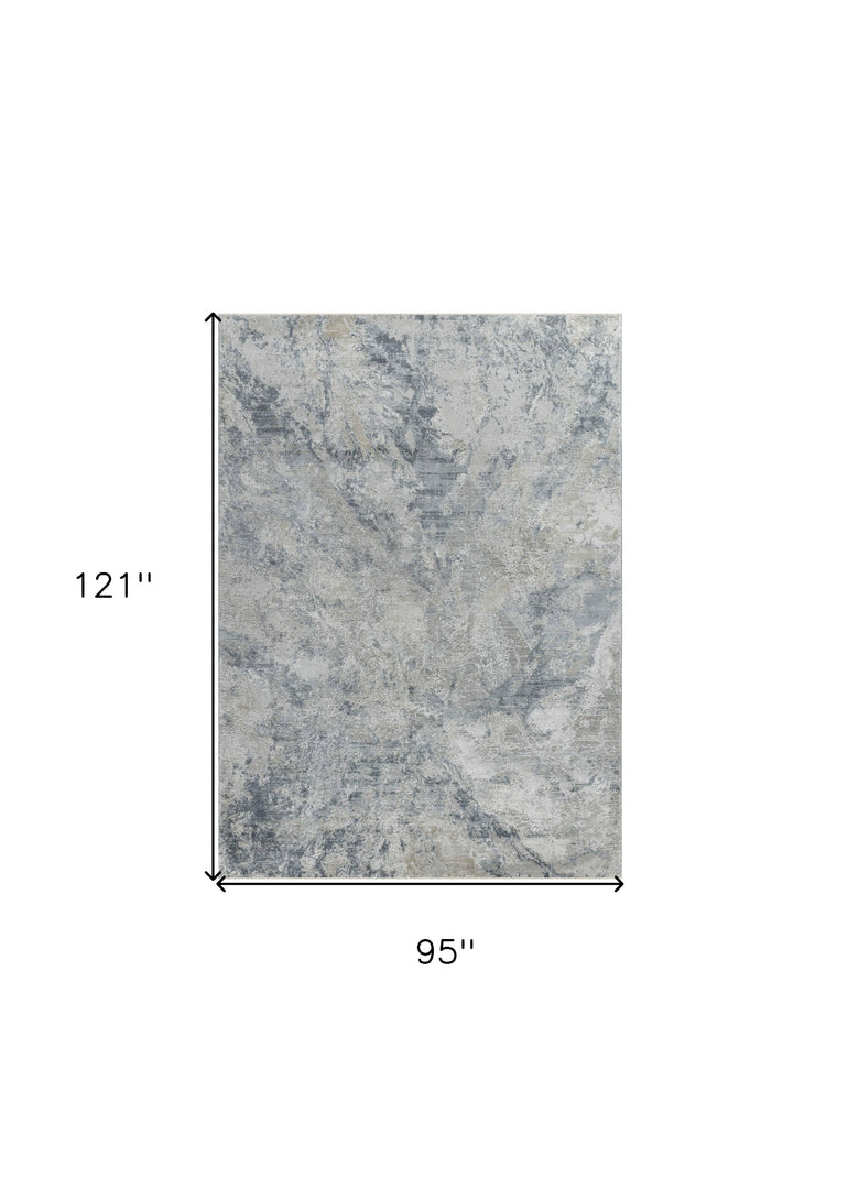 8' X 10' Blue Gray Abstract Power Loom Area Rug