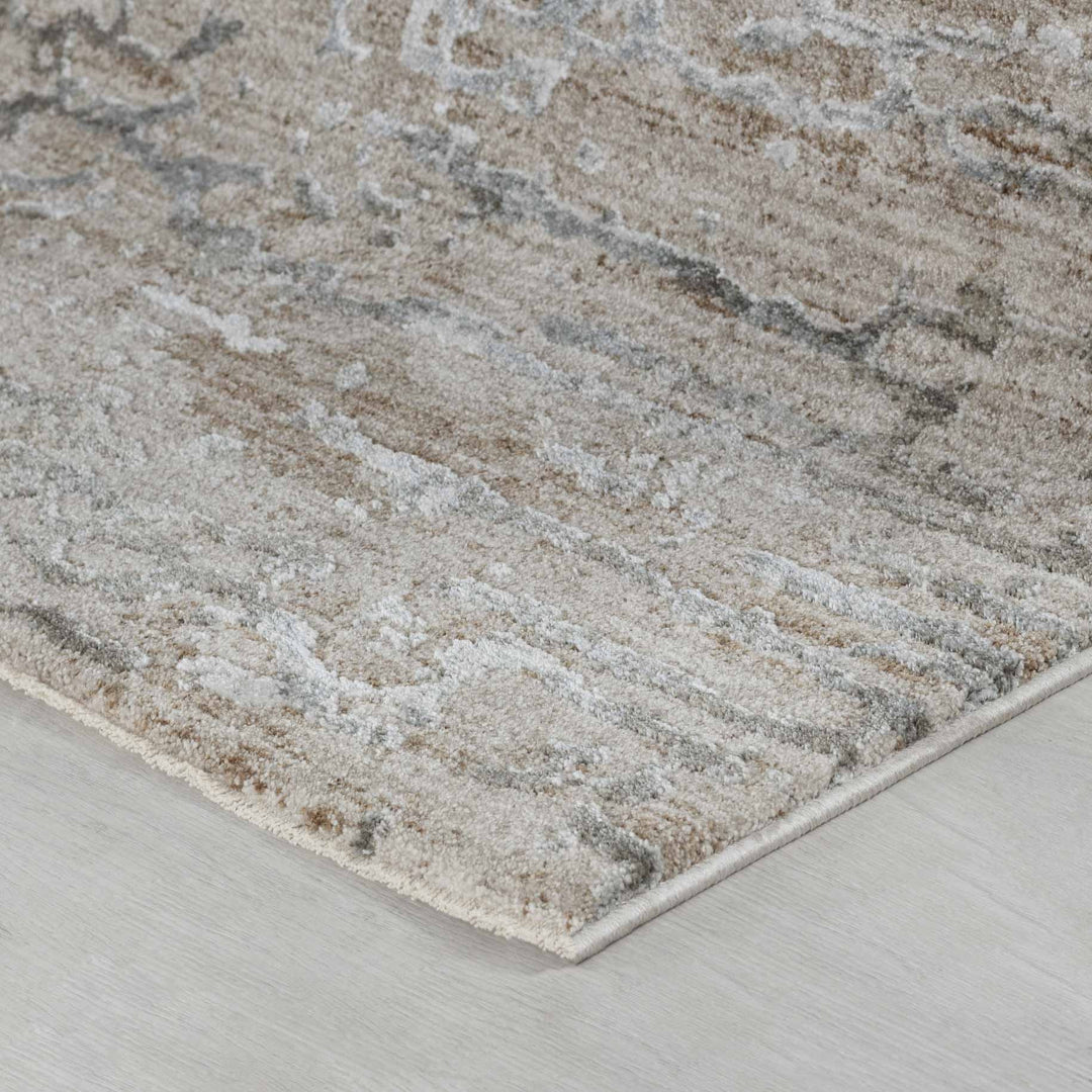 5' X 8' Beige Abstract Stain Resistant Area Rug