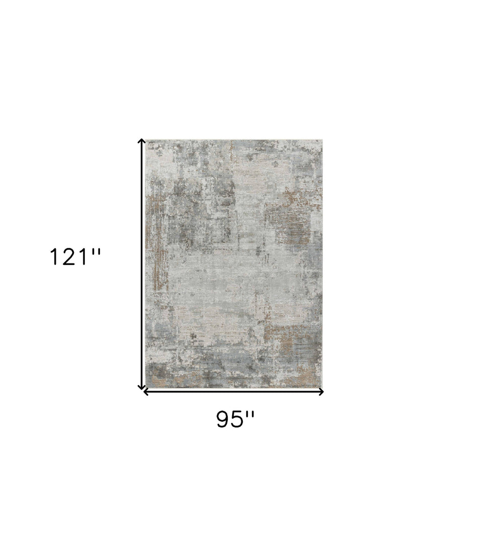 8' X 10' Beige Abstract Power Loom Stain Resistant Area Rug