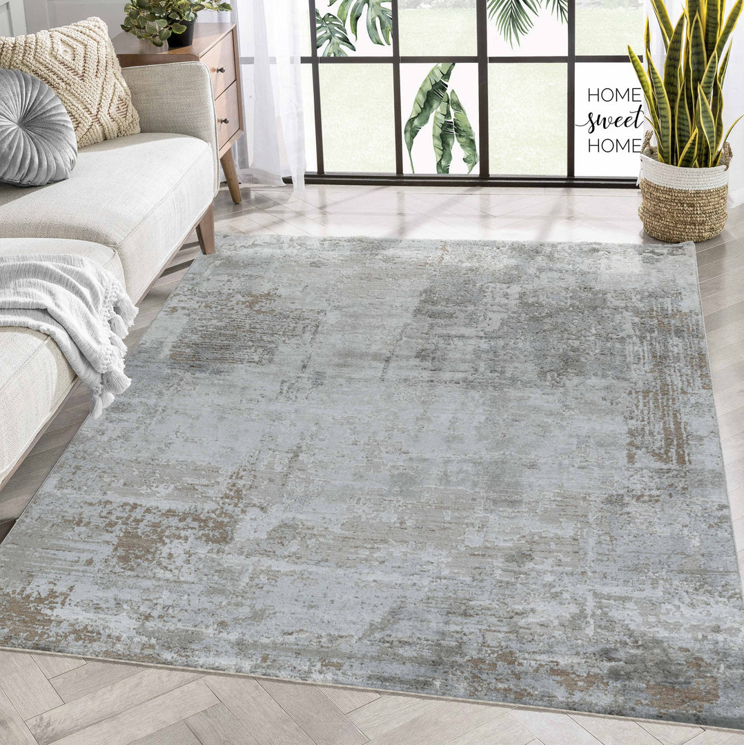 8' X 10' Beige Abstract Power Loom Stain Resistant Area Rug