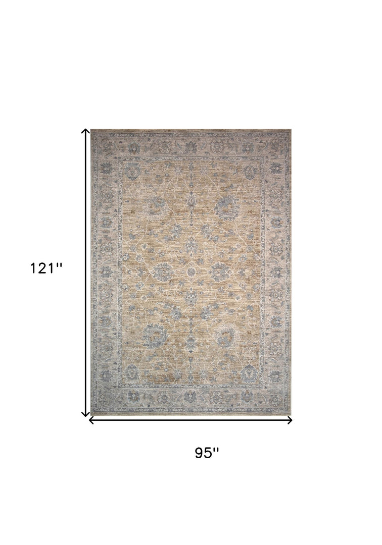 8' X 10' Gold Southwestern Power Loom Stain Resistant Area Rug