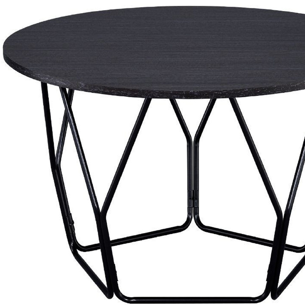 32" Black And Espresso Round Coffee Table