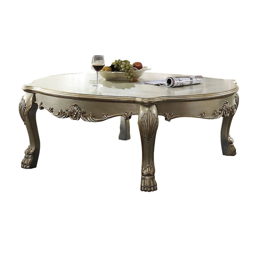 54-Inch Gold and Bone Rectangular Coffee Table with Queen Anne Legs