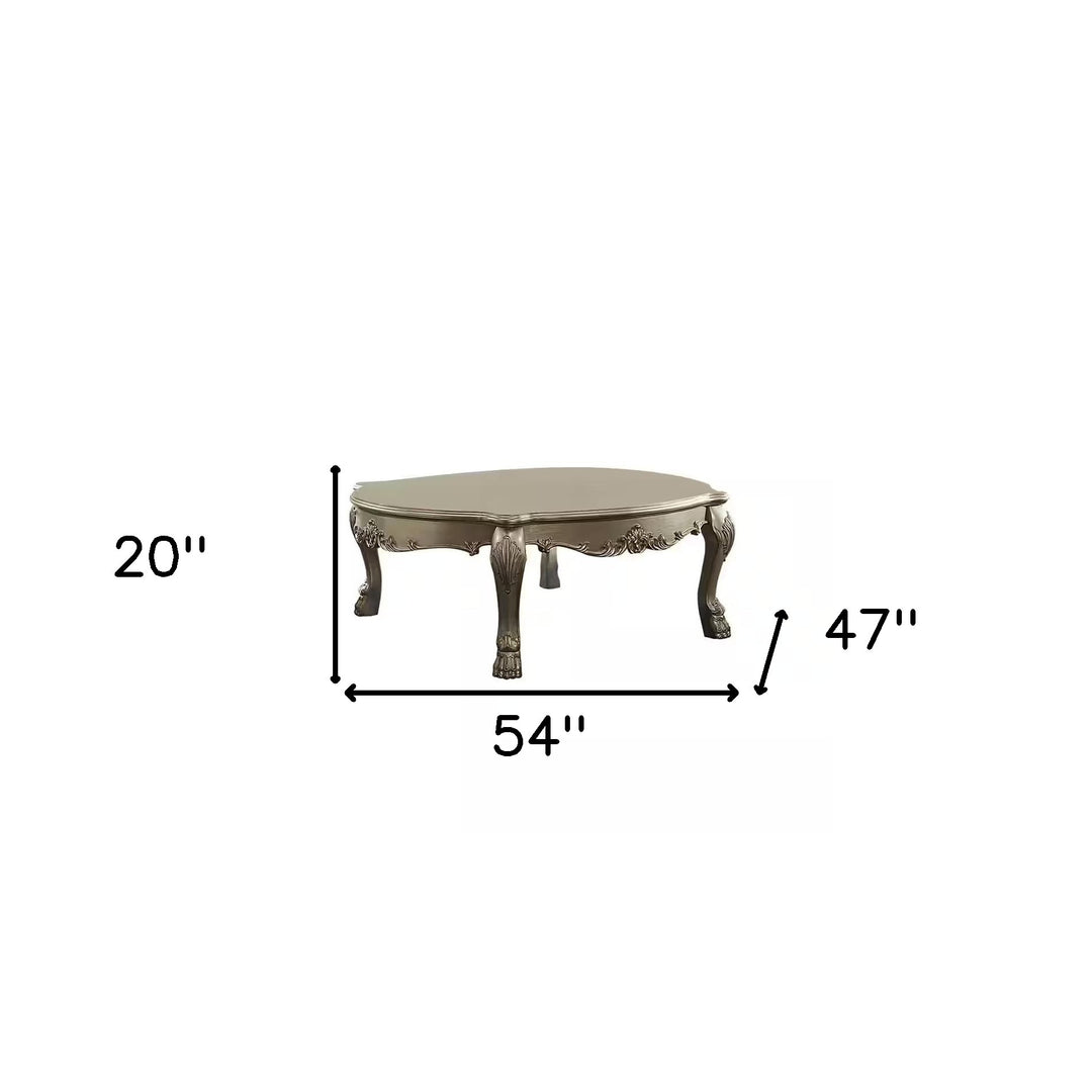 54-Inch Gold and Bone Rectangular Coffee Table with Queen Anne Legs