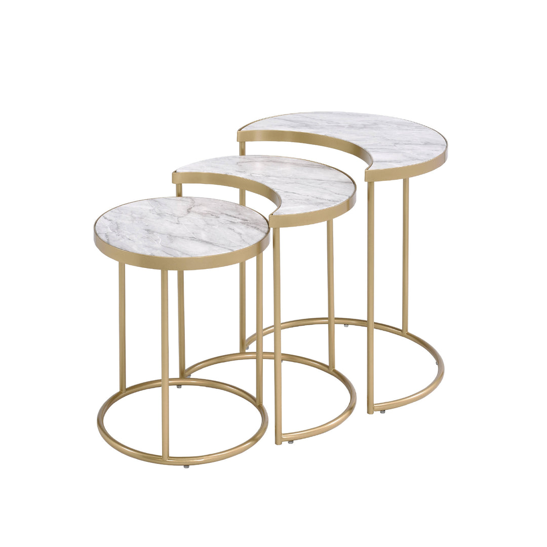 24-Inch Gray and Gold Nested Round Coffee Tables