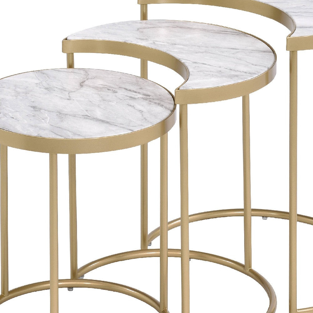 24-Inch Gray and Gold Nested Round Coffee Tables