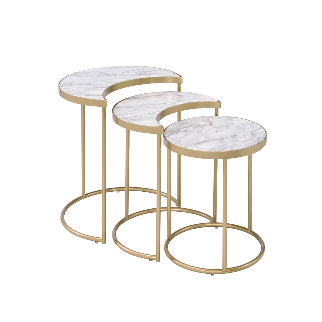 24-Inch Gray and Gold Nested Round Coffee Tables