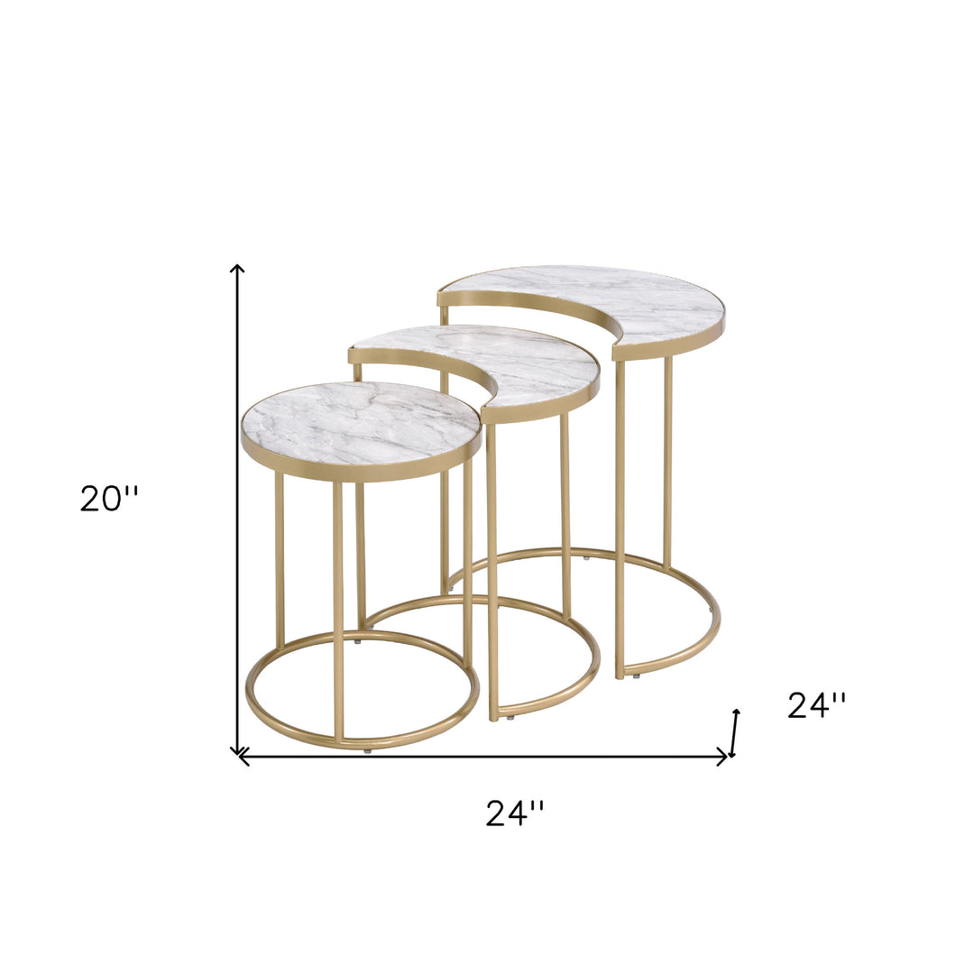 24-Inch Gray and Gold Nested Round Coffee Tables