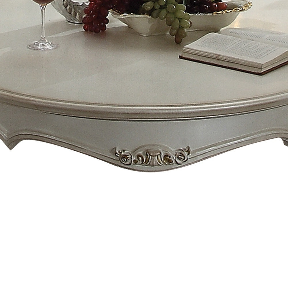 54-Inch Pearl Rectangular Coffee Table with Queen Anne Legs