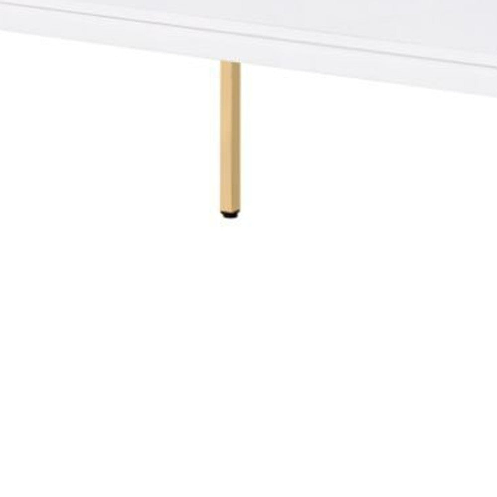 48-Inch White and Gold Rectangular Coffee Table