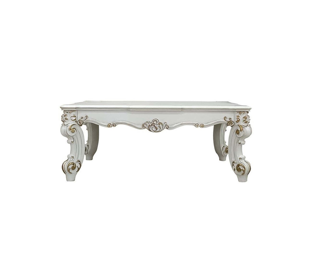 53-Inch Pearl White Rectangular Coffee Table