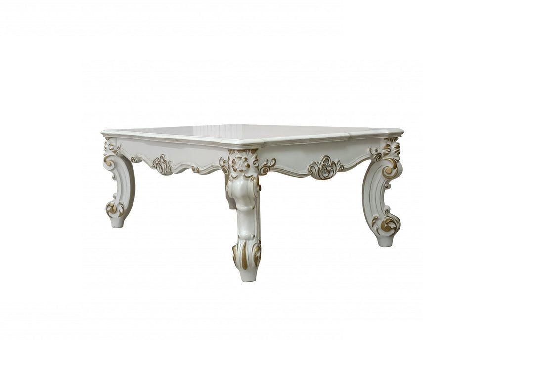 53-Inch Pearl White Rectangular Coffee Table