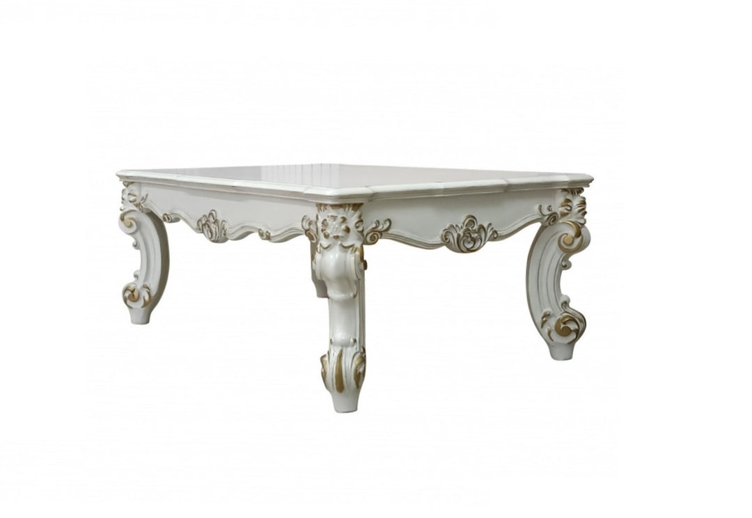 53-Inch Pearl White Rectangular Coffee Table