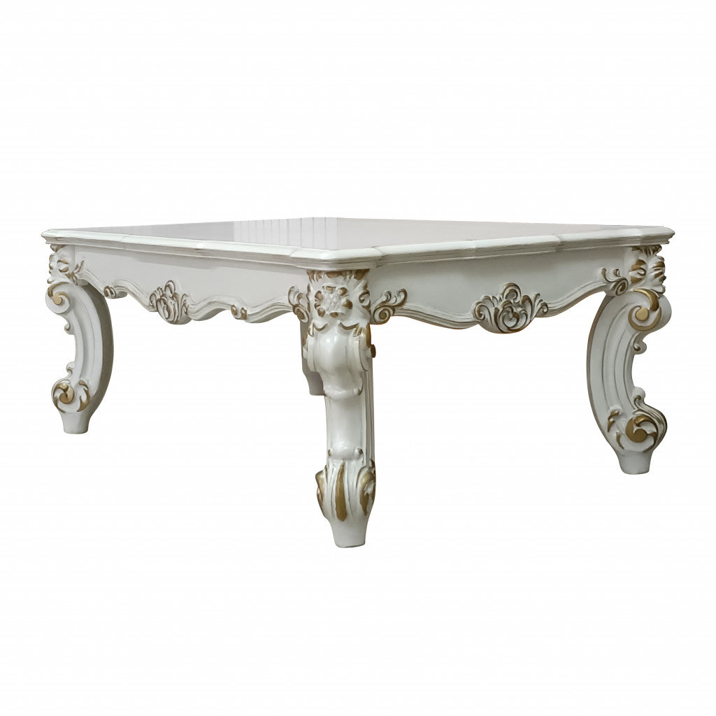 53-Inch Pearl White Rectangular Coffee Table