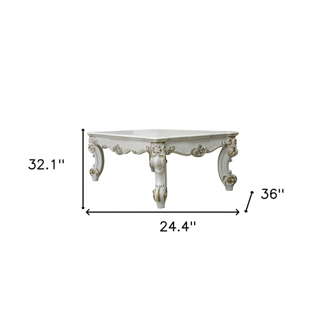 53-Inch Pearl White Rectangular Coffee Table