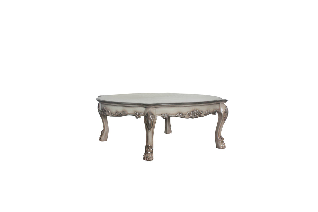 54-Inch Bone Colored Solid and Manufactured Wood Coffee Table