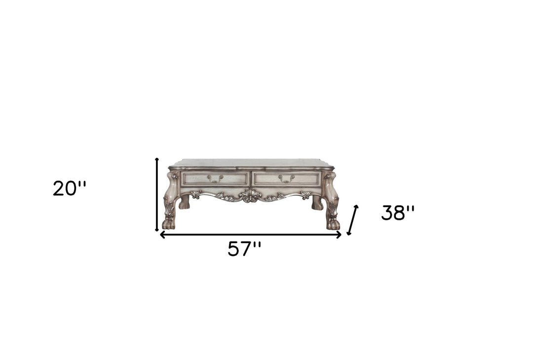 57-Inch Bone Solid And Manufactured Wood Coffee Table With Two Drawers