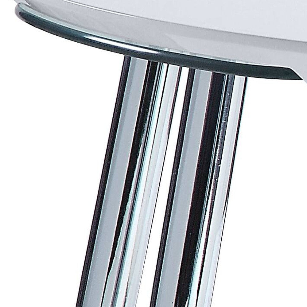 47-Inch White, Clear Glass, and Silver Extendable Coffee Table