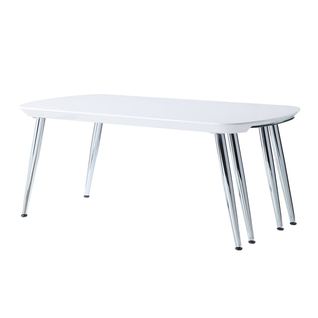 47-Inch White, Clear Glass, and Silver Extendable Coffee Table