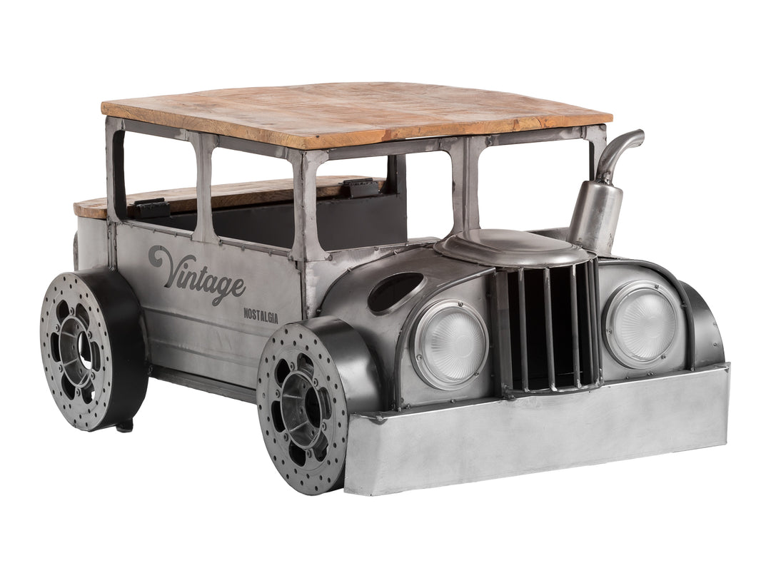 42-Inch Grey and Brown Vintage Truck-Inspired Coffee Table