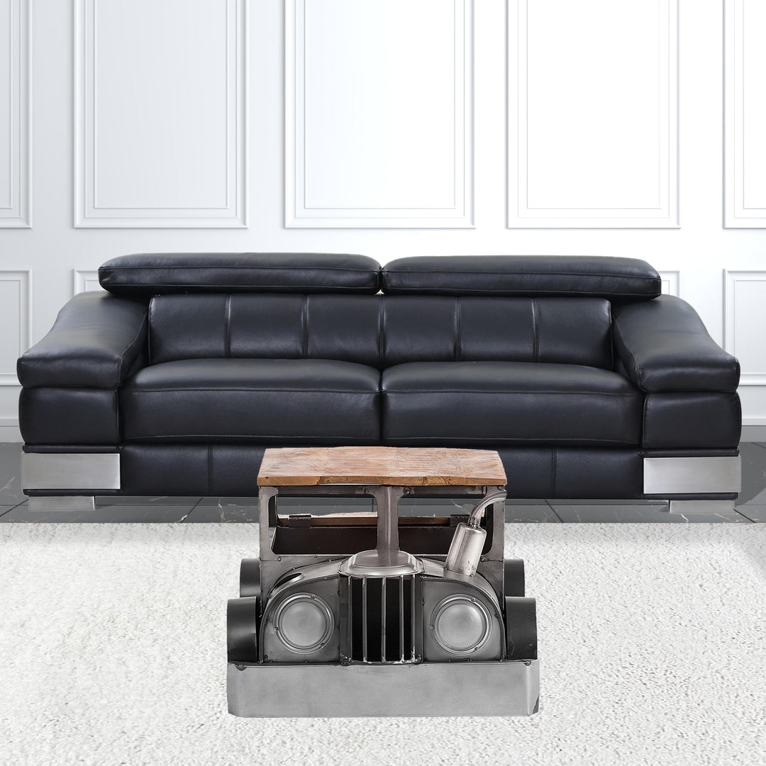 42-Inch Grey and Brown Vintage Truck-Inspired Coffee Table