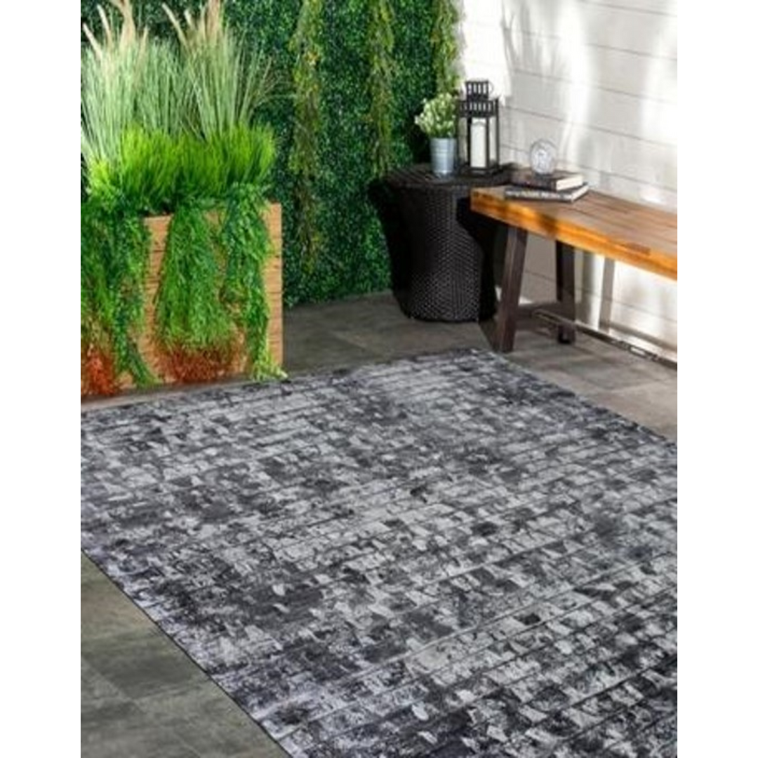 8' X 11' Silver And Charcoal Striped Hand Loomed Area Rug