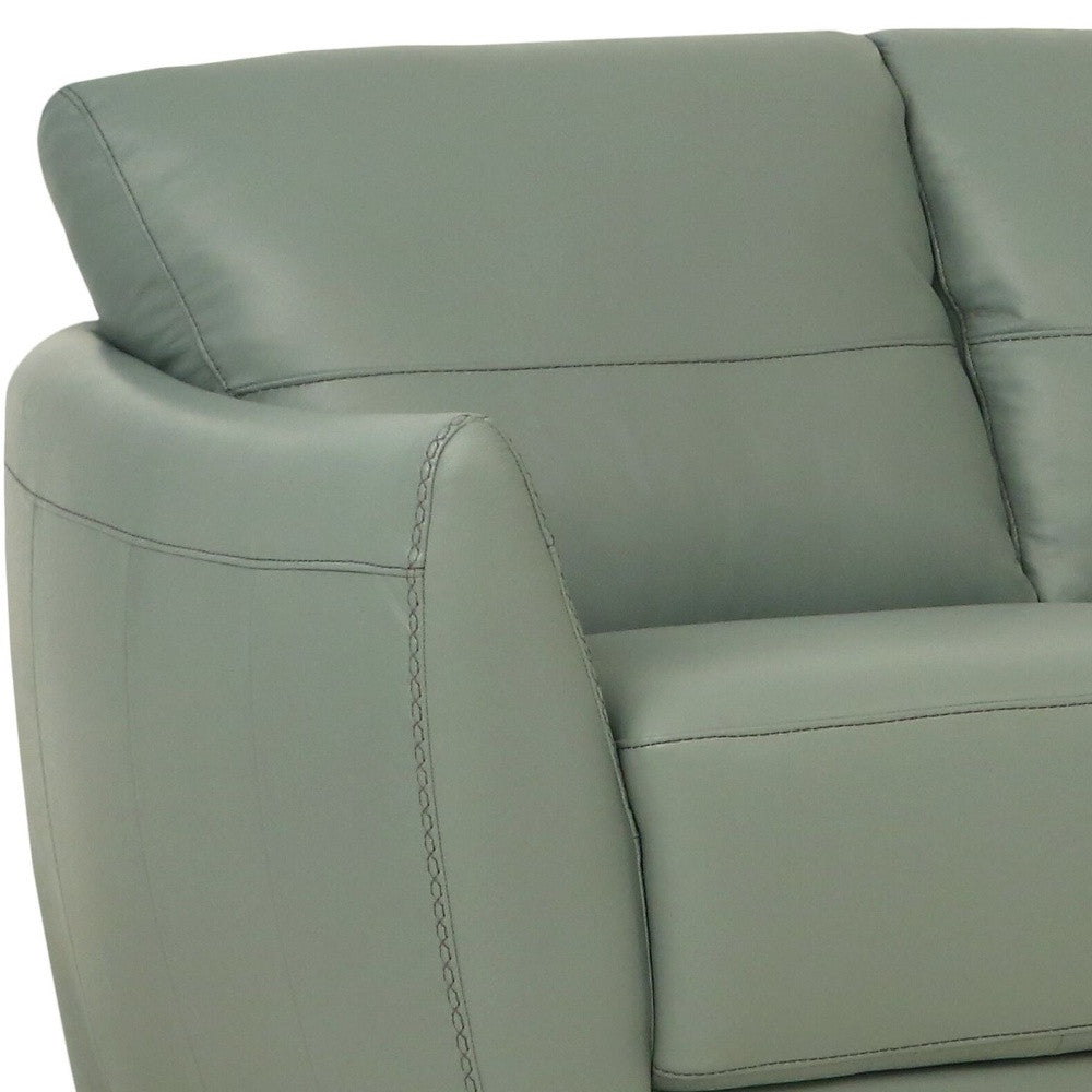 79" Tea Green Leather Sofa With Black Legs