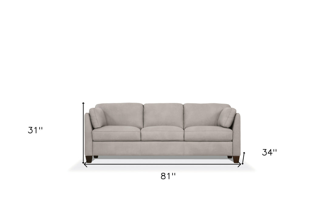 81" Light Gray Leather Sofa With Black Legs