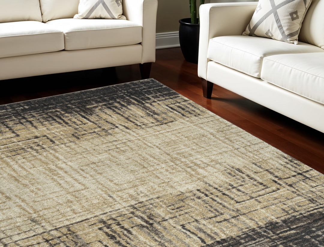 5' X 8' Brown Abstract Ombre Area Rug